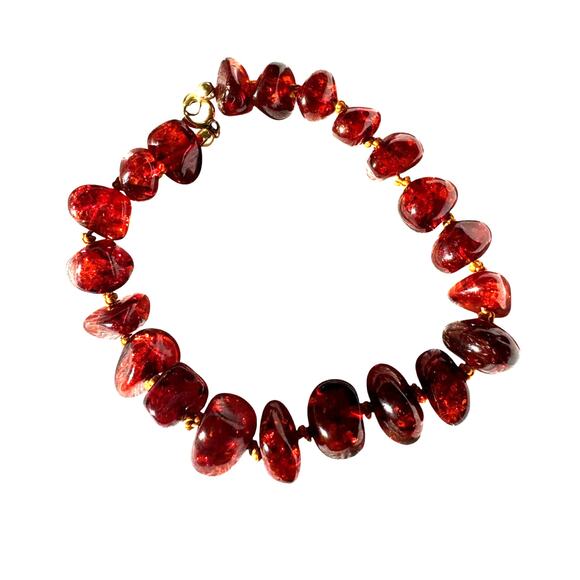 Natural Amber Bracelet – Hand-Knotted Cognac Nuggets Baltic Style